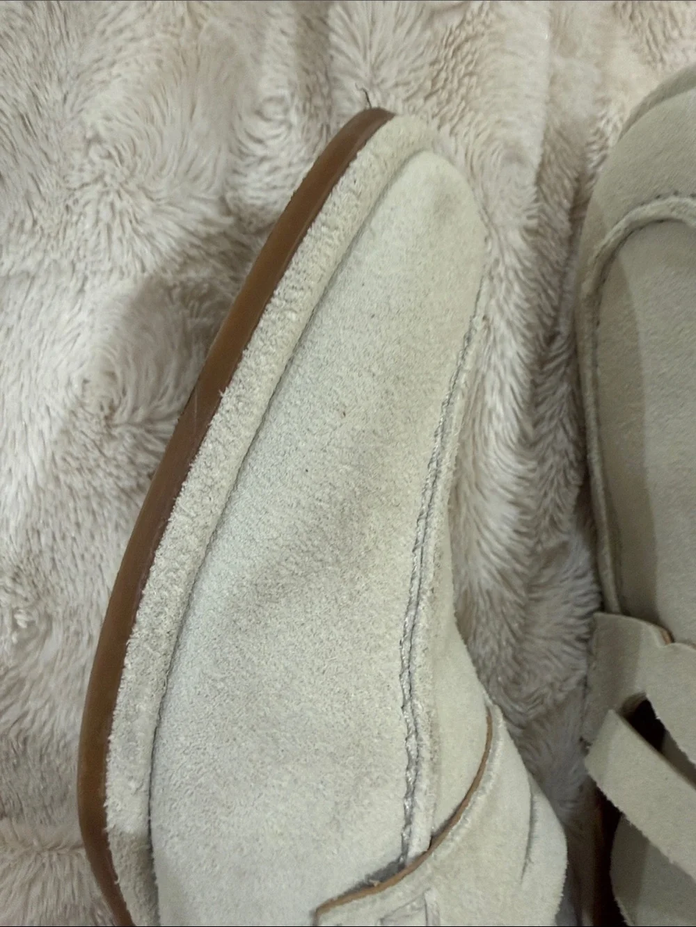 Sam Edelman Women's Suede Penny Loafers in Light Cream